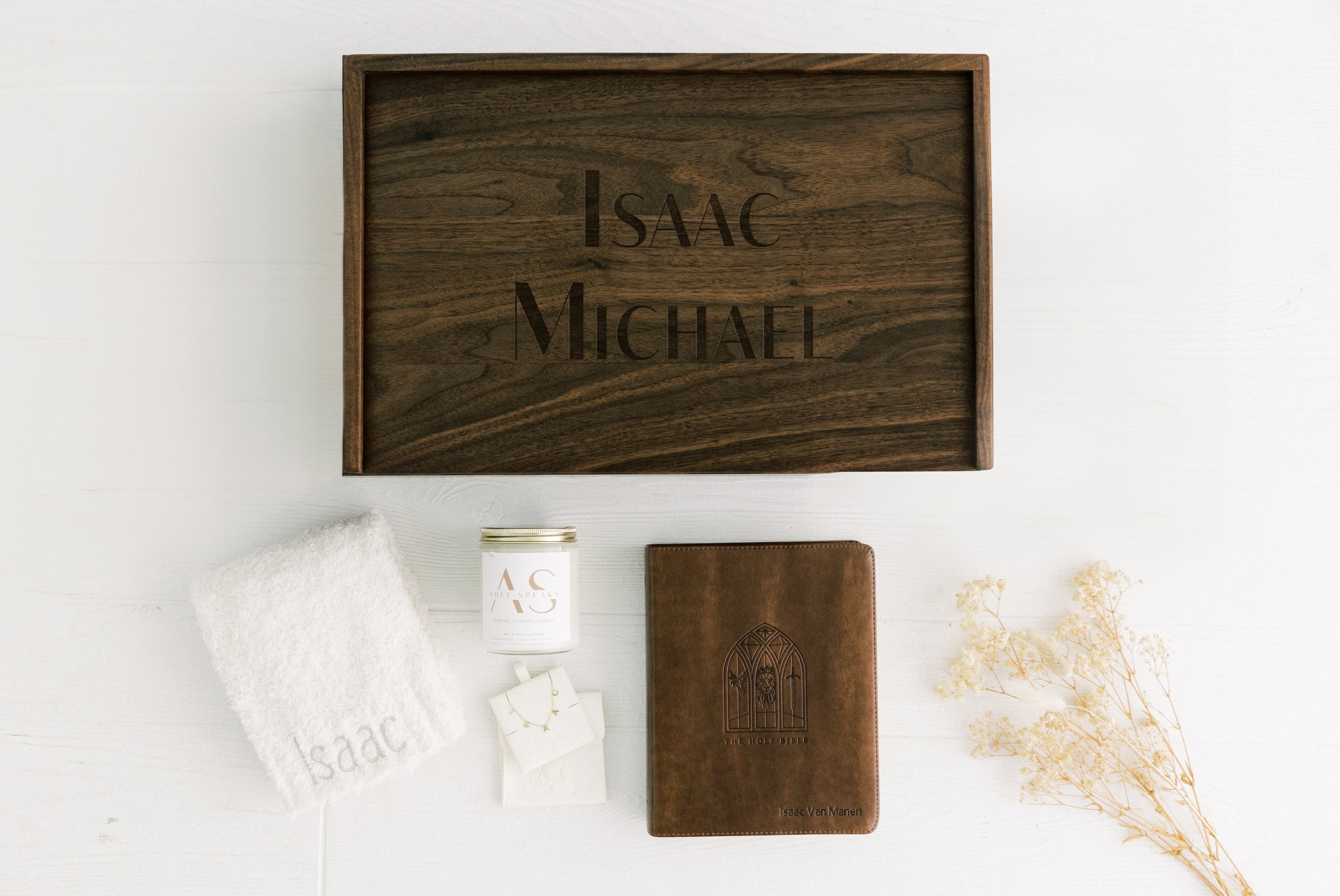 Engraved Handmade Walnut Keepsake Box (Personalized Gifts Included)